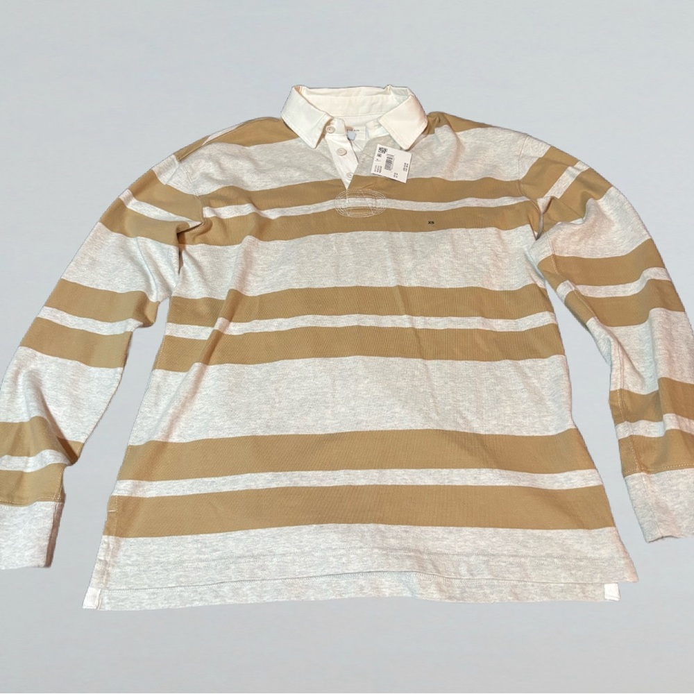 Brand New American Eagle Outfitters Yellow and Gray Rugby Polo Shirt